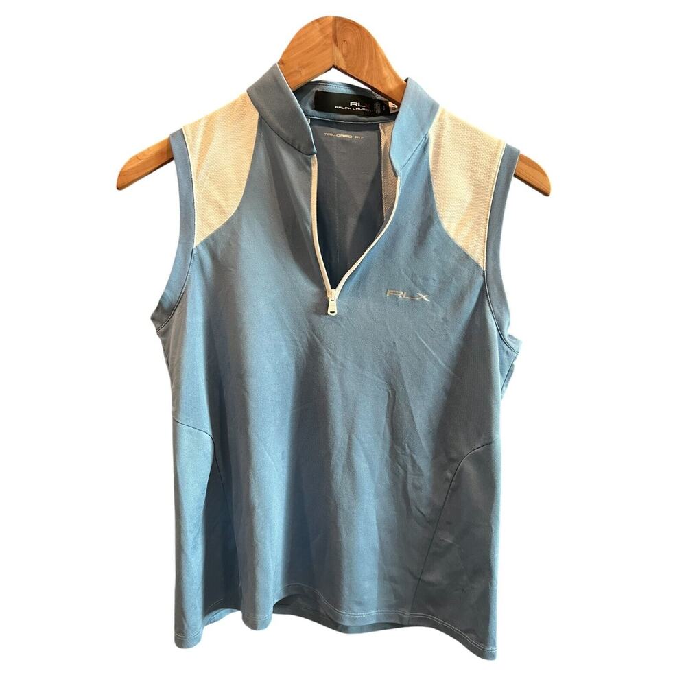 RALPH LAUREN Women's RLX Sleeveless Air Technology Golf Polo Blue Size Small